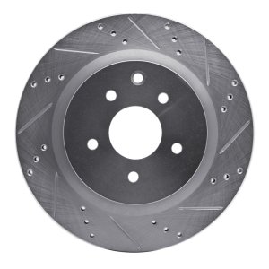 Infiniti G35 Brake Rotor (1) - Rear Right - R1 Concepts - Drilled & Slotted - Silver - `03-`08